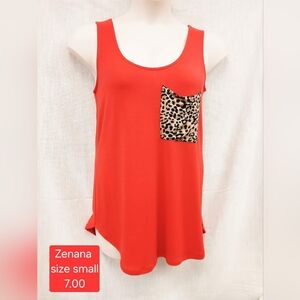 Zenana Womens Tank top. Size small. Red leopard print